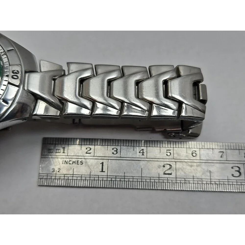 Relic Wet by Fossil Mens Green Dial Silver Stainless Date Watch New Battery 50M